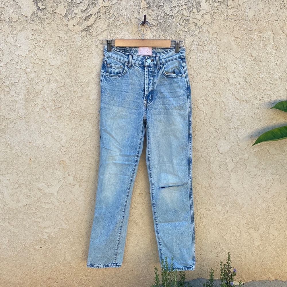Revice denim acid light wash jeans with slit in butt, size 26